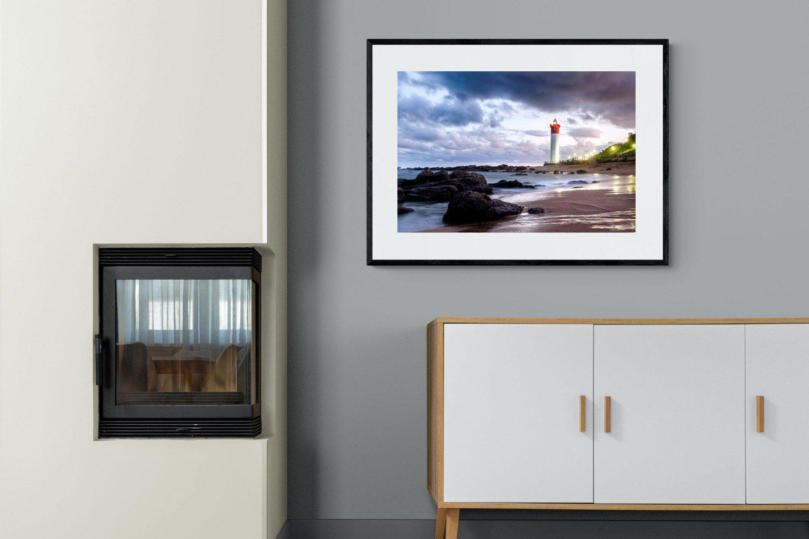 Umhlanga Lighthouse-Wall_Art-100 x 75cm-Framed Print-Black-Pixalot