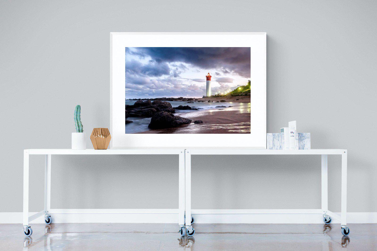 Umhlanga Lighthouse-Wall_Art-120 x 90cm-Framed Print-White-Pixalot