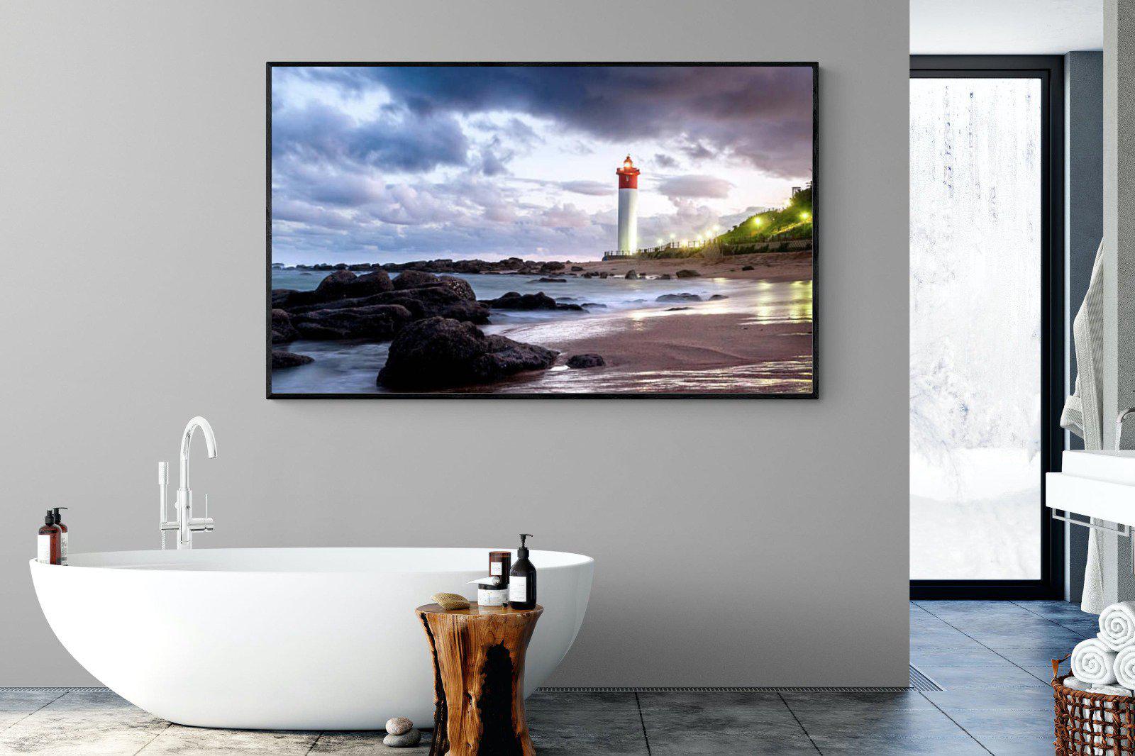 Umhlanga Lighthouse-Wall_Art-180 x 110cm-Mounted Canvas-Black-Pixalot