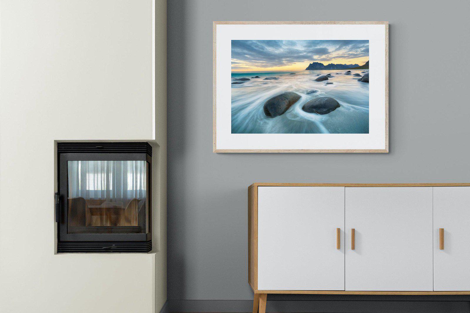 Uttakleiv Beach-Wall_Art-100 x 75cm-Framed Print-Wood-Pixalot