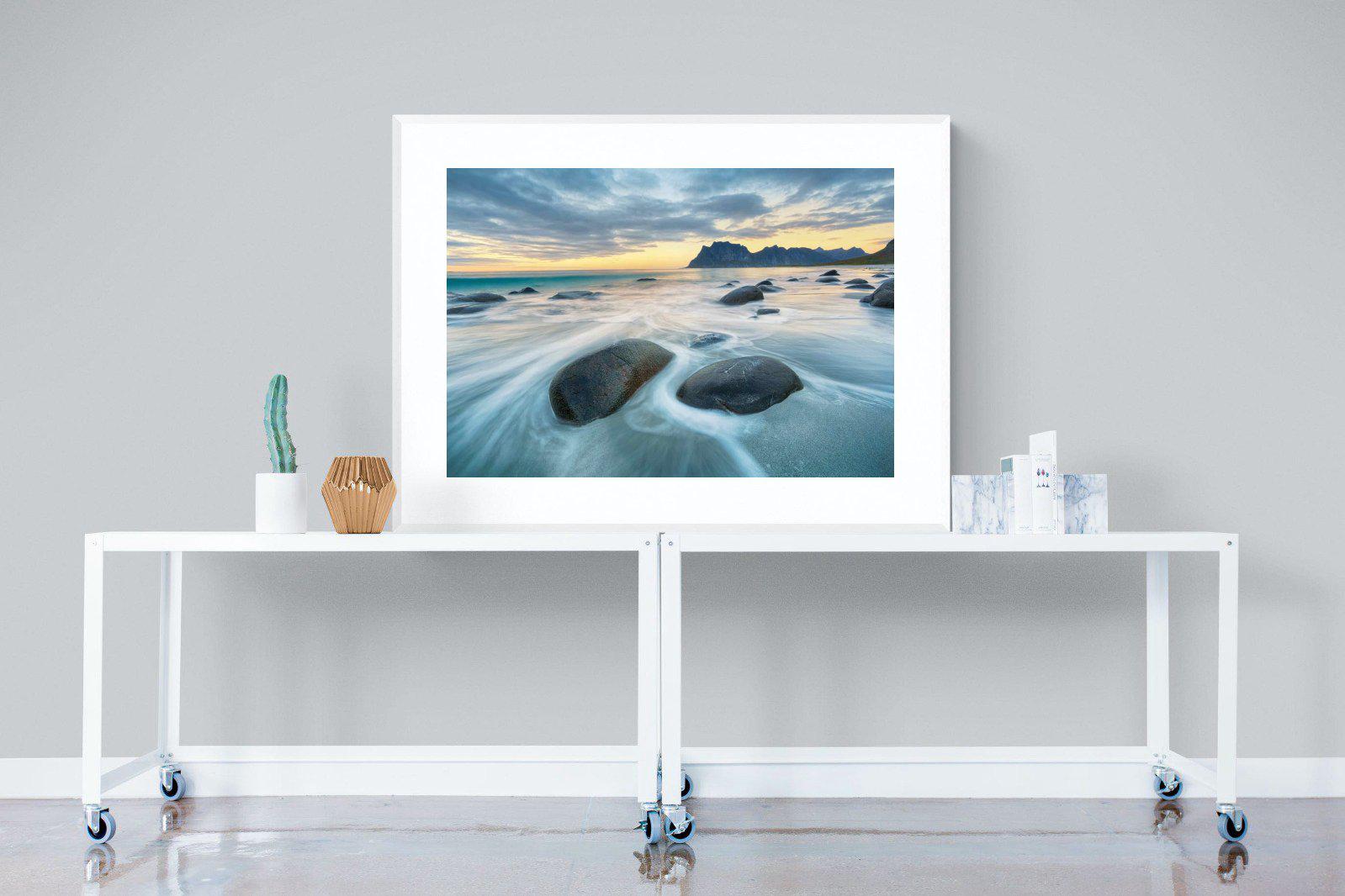 Uttakleiv Beach-Wall_Art-120 x 90cm-Framed Print-White-Pixalot