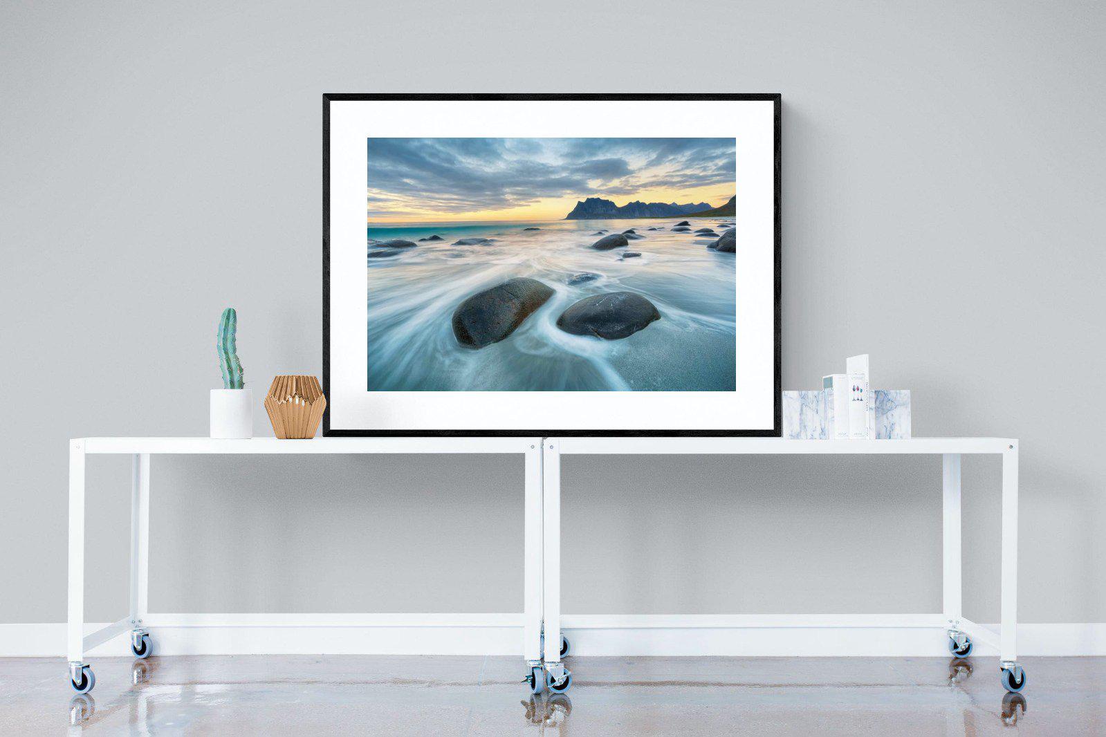 Uttakleiv Beach-Wall_Art-120 x 90cm-Framed Print-Black-Pixalot