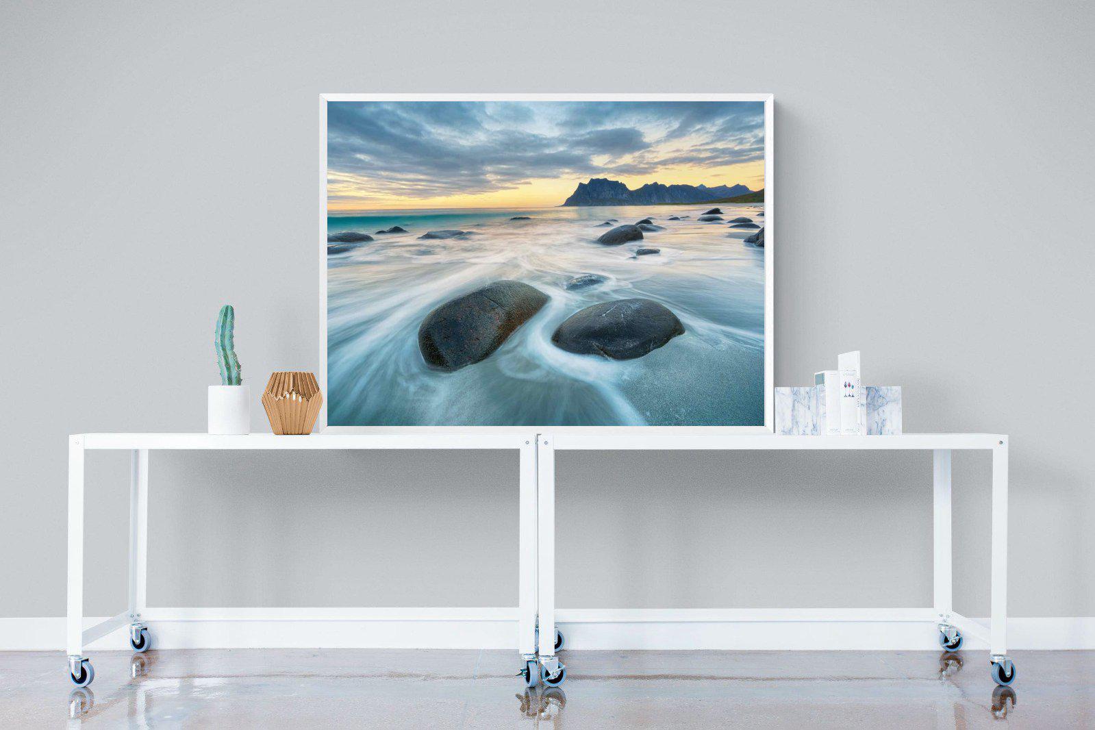 Uttakleiv Beach-Wall_Art-120 x 90cm-Mounted Canvas-White-Pixalot