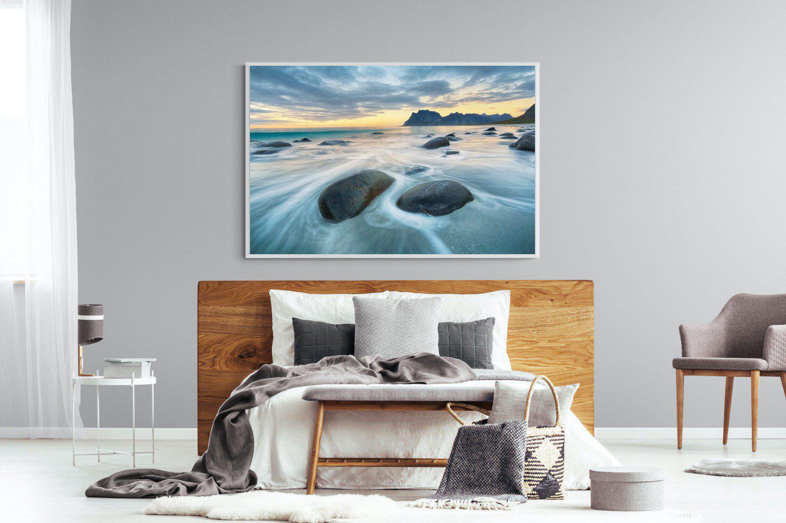Uttakleiv Beach-Wall_Art-150 x 100cm-Mounted Canvas-White-Pixalot