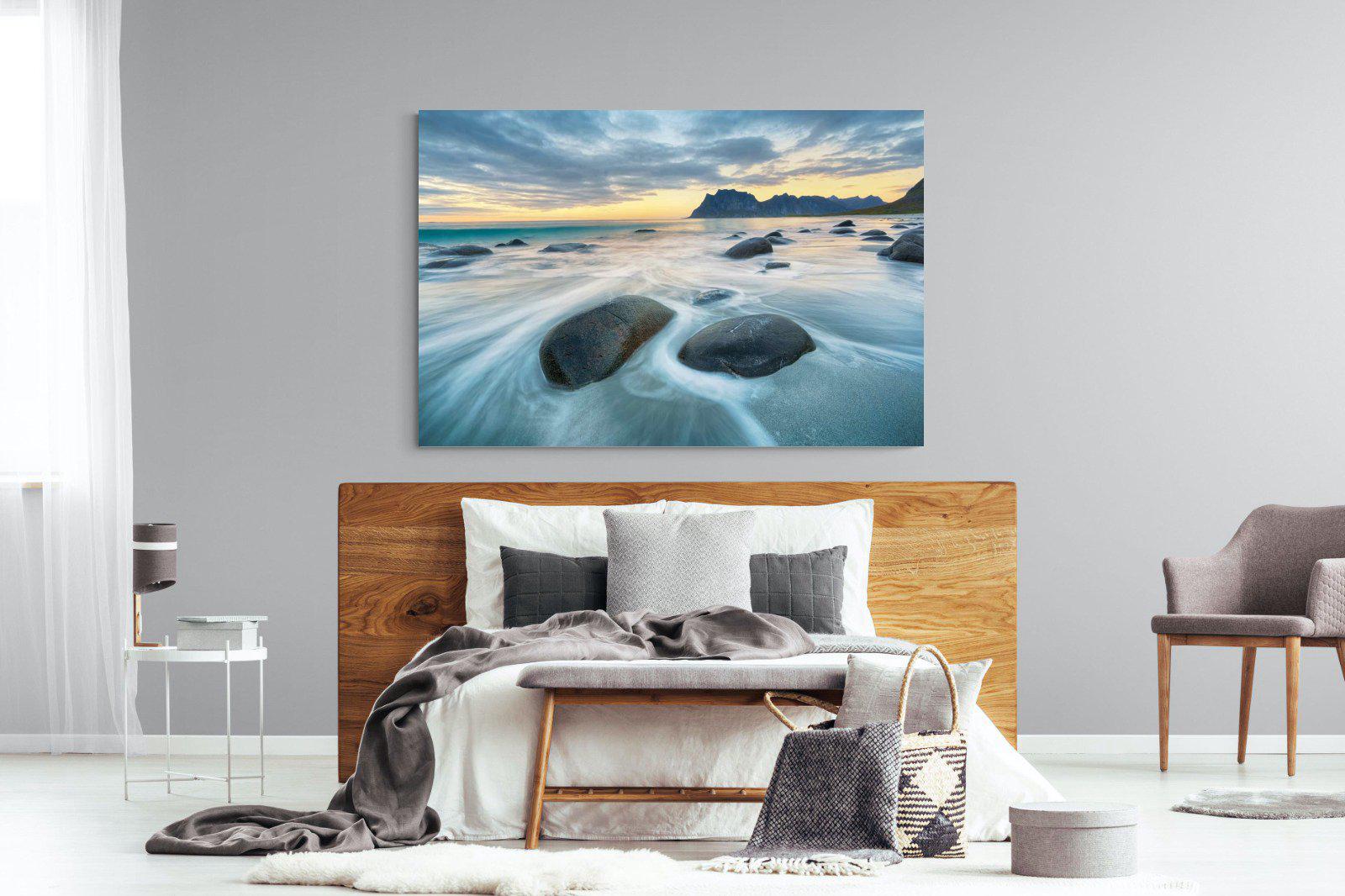 Uttakleiv Beach-Wall_Art-150 x 100cm-Mounted Canvas-No Frame-Pixalot