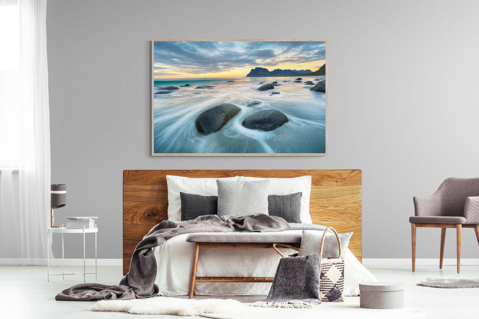 Uttakleiv Beach-Wall_Art-150 x 100cm-Mounted Canvas-Wood-Pixalot