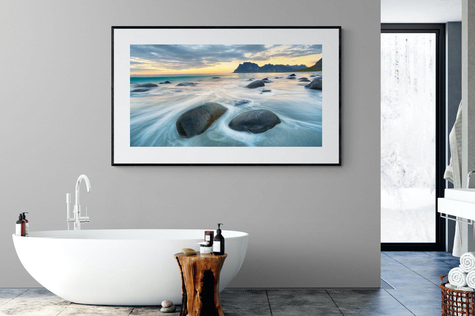 Uttakleiv Beach-Wall_Art-180 x 110cm-Framed Print-Black-Pixalot