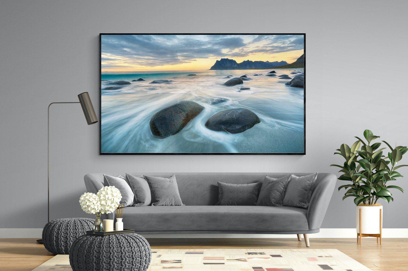 Uttakleiv Beach-Wall_Art-220 x 130cm-Mounted Canvas-Black-Pixalot