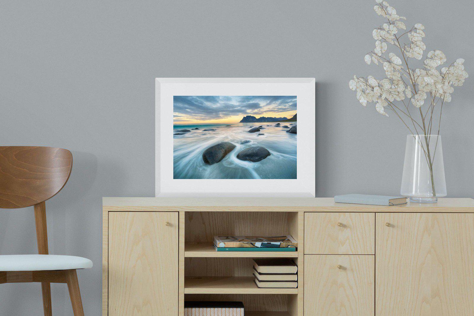 Uttakleiv Beach-Wall_Art-60 x 45cm-Framed Print-White-Pixalot