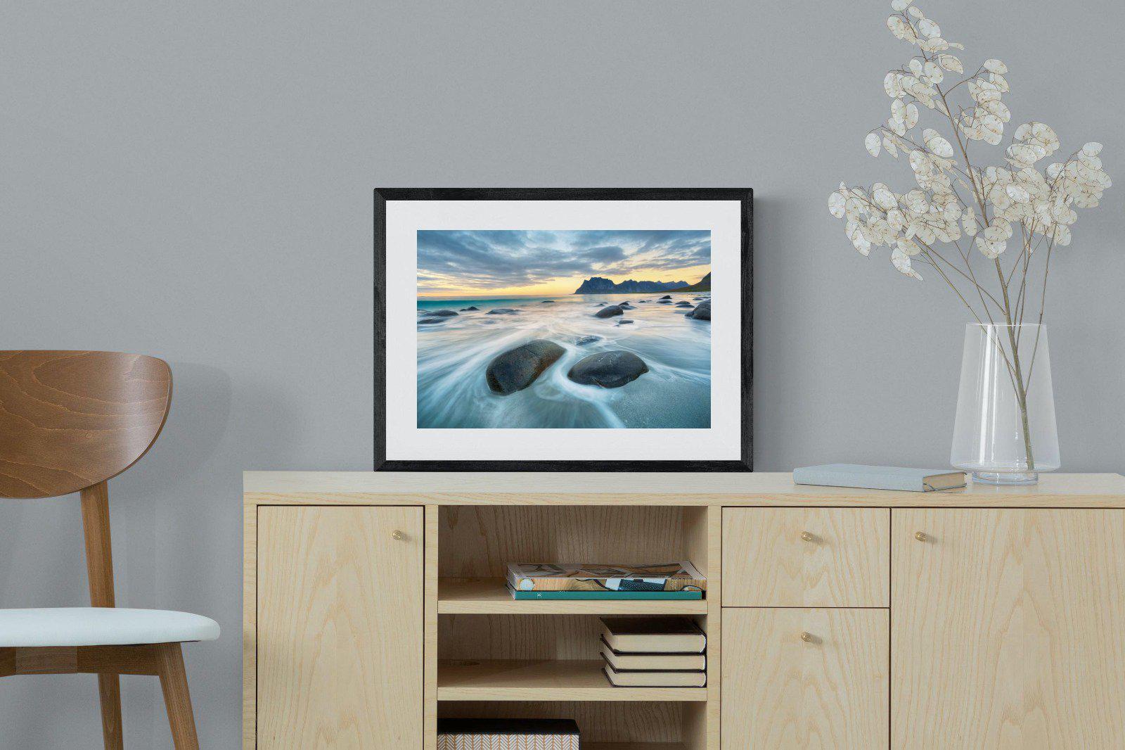 Uttakleiv Beach-Wall_Art-60 x 45cm-Framed Print-Black-Pixalot
