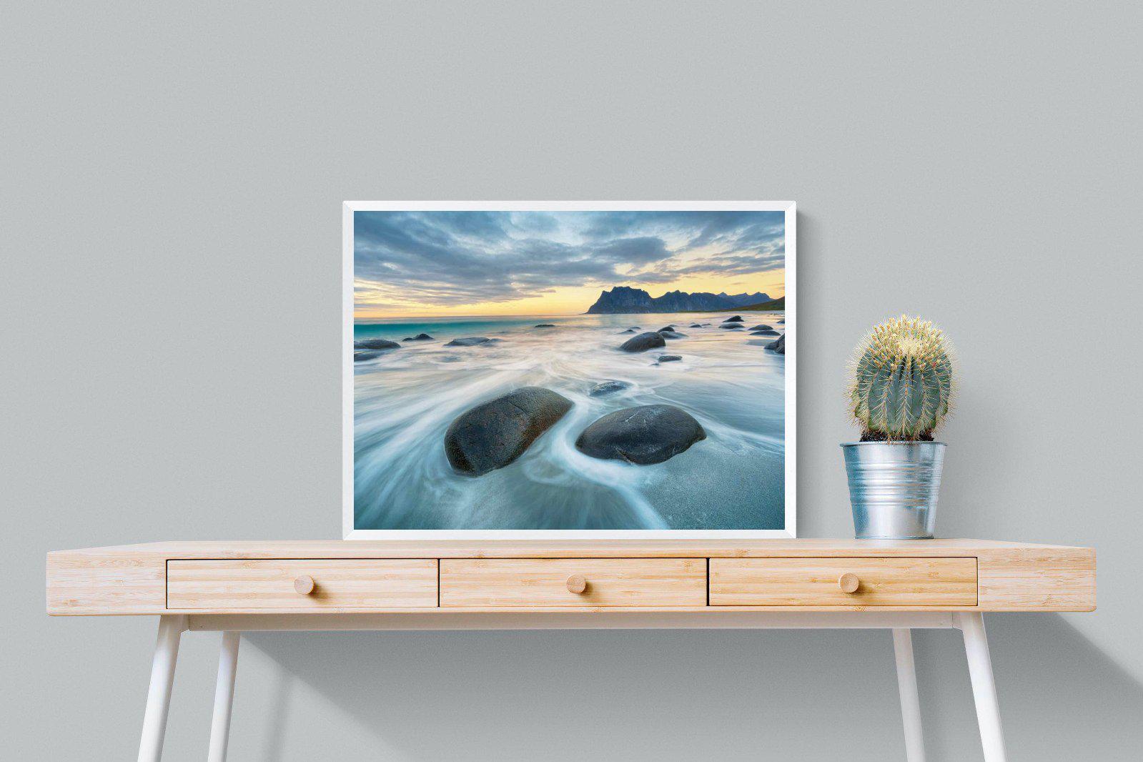 Uttakleiv Beach-Wall_Art-80 x 60cm-Mounted Canvas-White-Pixalot