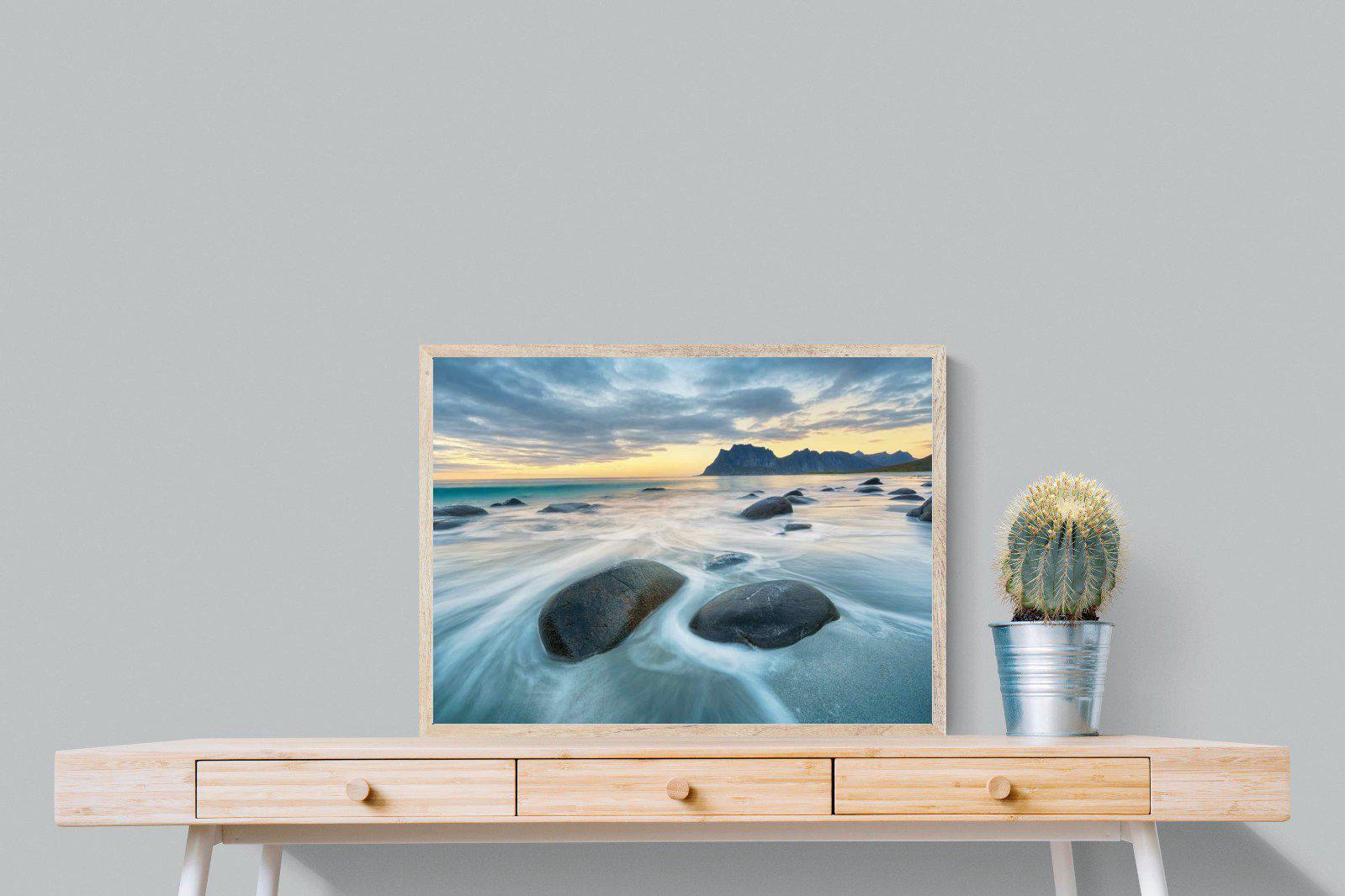 Uttakleiv Beach-Wall_Art-80 x 60cm-Mounted Canvas-Wood-Pixalot