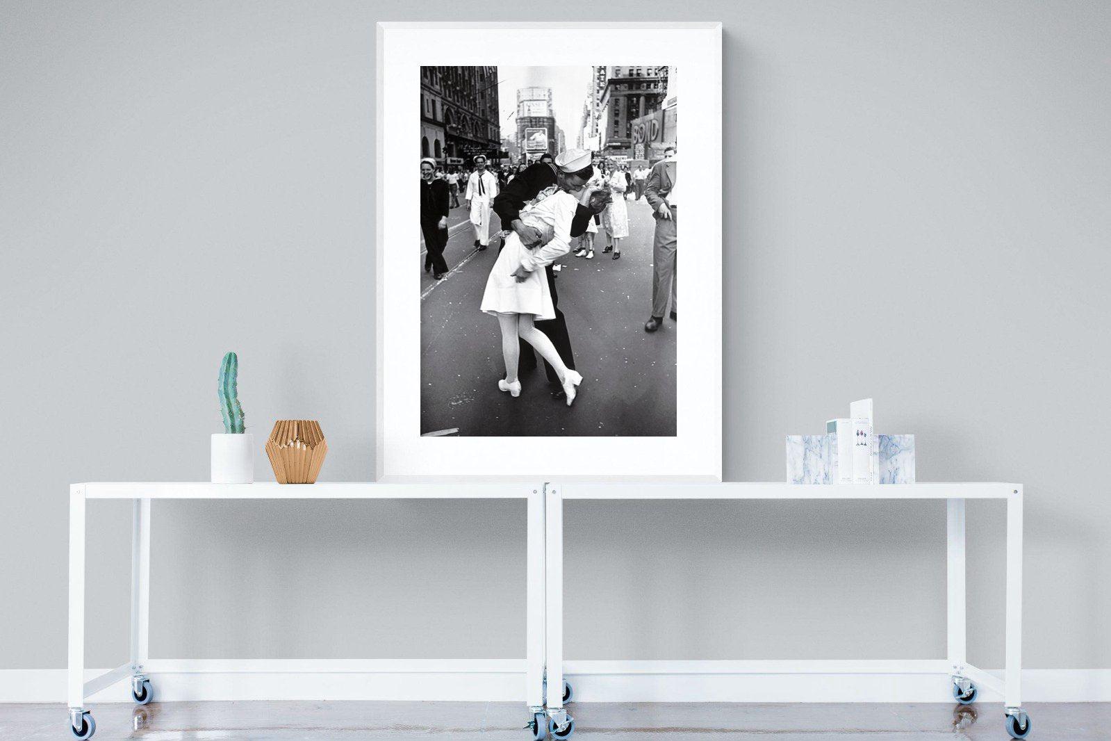 V-J Day-Wall_Art-90 x 120cm-Framed Print-White-Pixalot