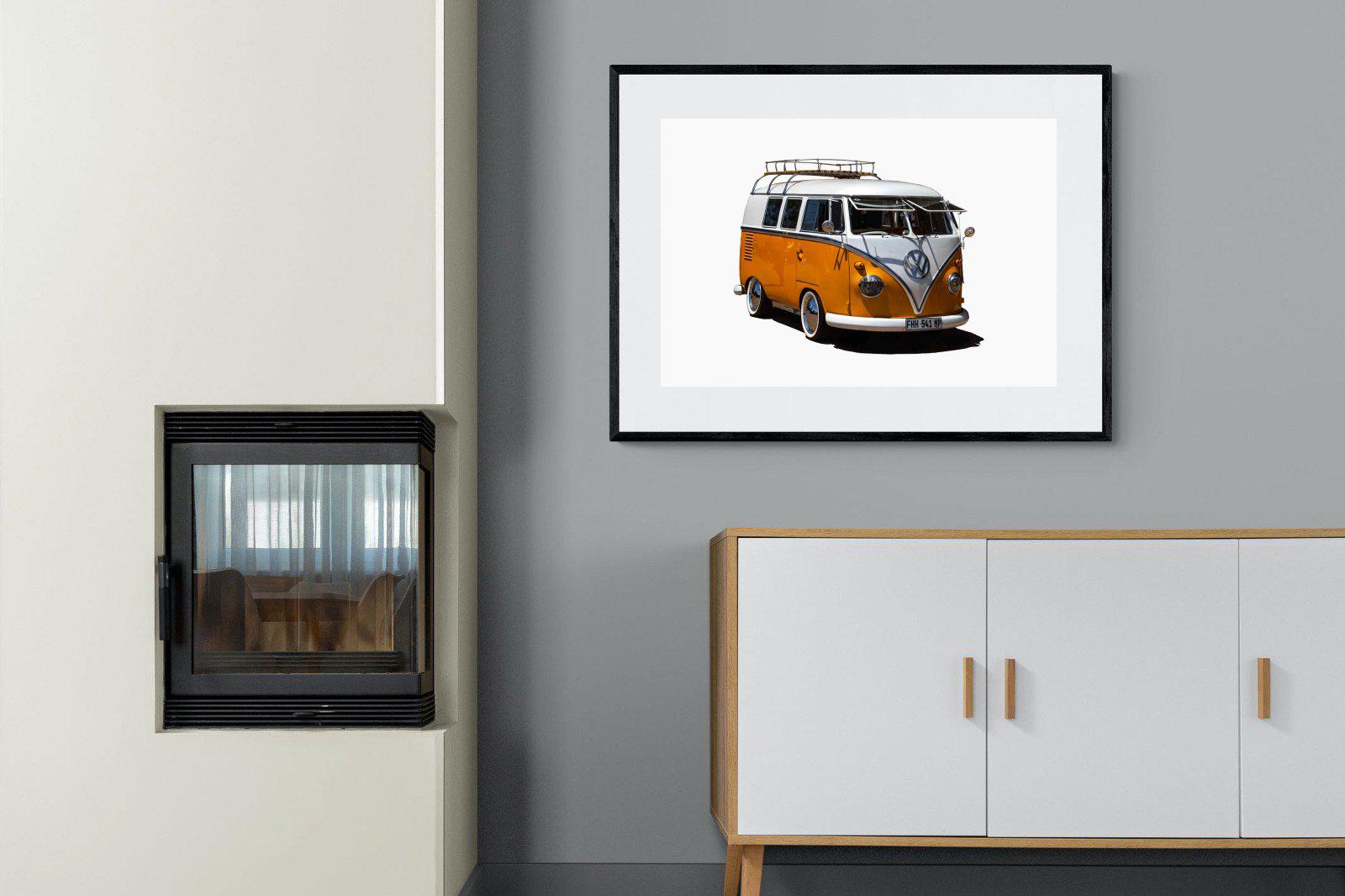 VW Combi-Wall_Art-100 x 75cm-Framed Print-Black-Pixalot