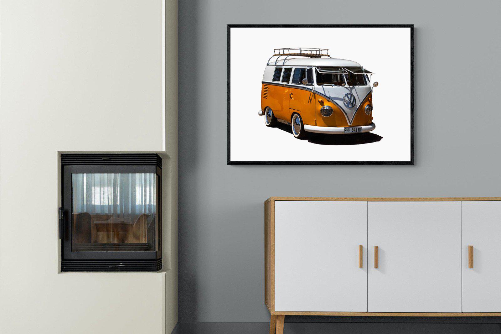 VW Combi-Wall_Art-100 x 75cm-Mounted Canvas-Black-Pixalot