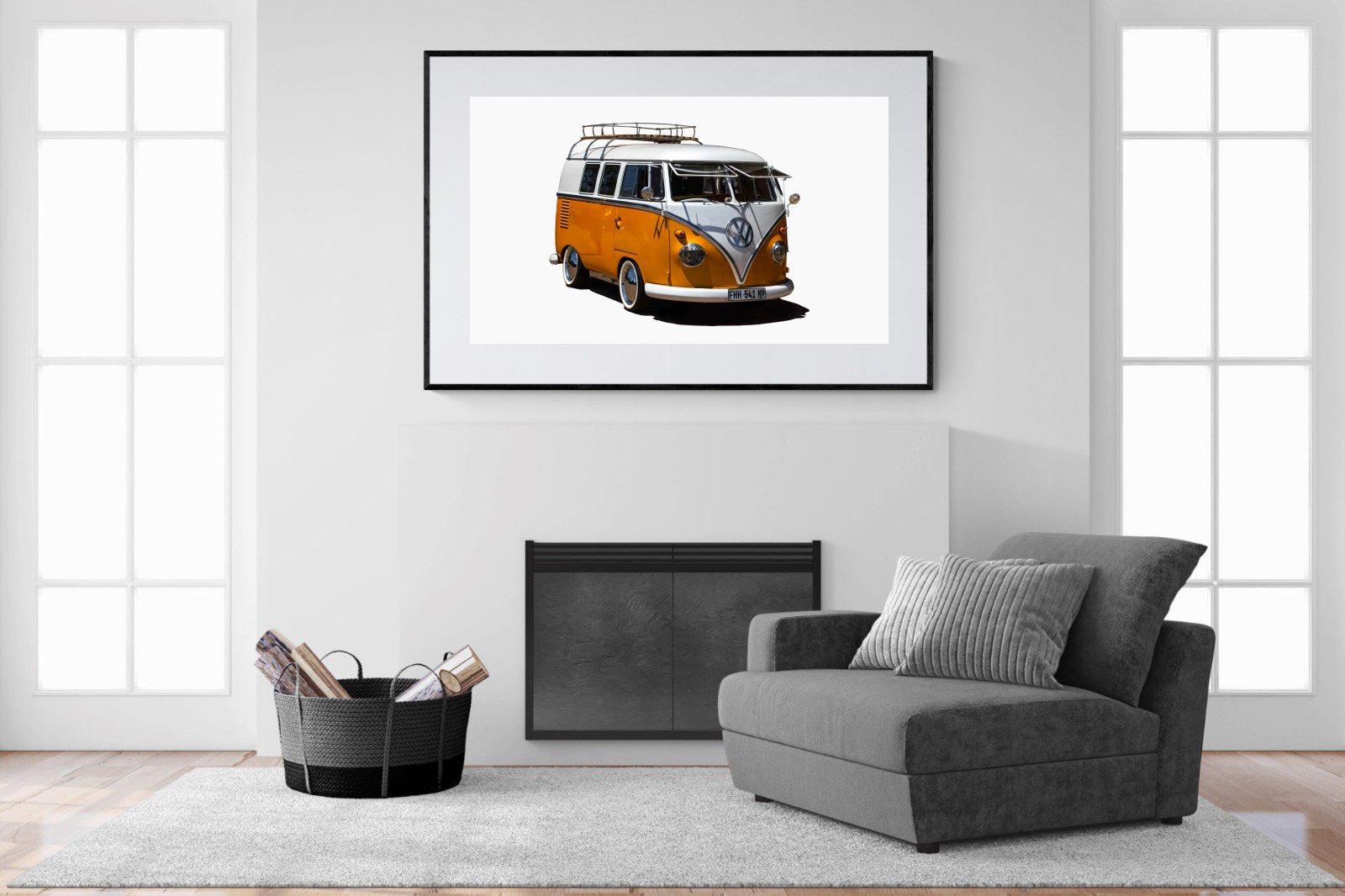 VW Combi-Wall_Art-150 x 100cm-Framed Print-Black-Pixalot