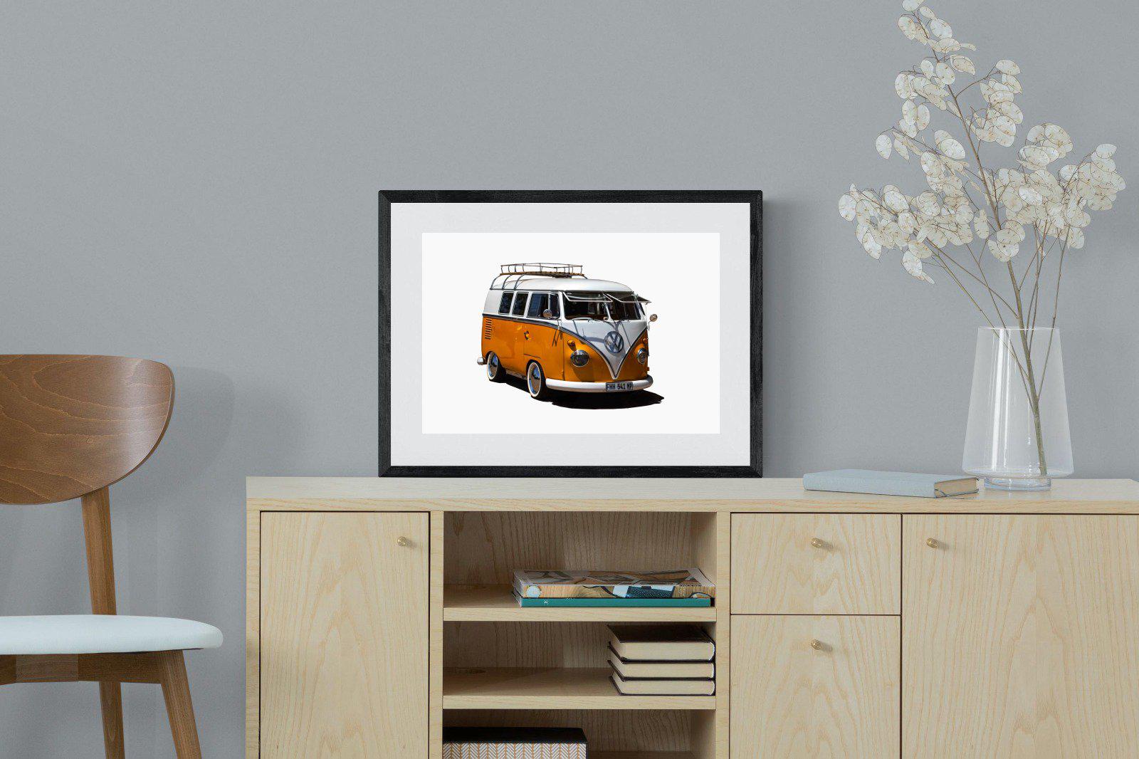 VW Combi-Wall_Art-60 x 45cm-Framed Print-Black-Pixalot