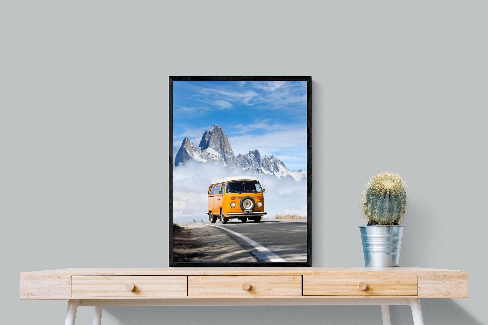 VW Mini Van-Wall_Art-60 x 80cm-Mounted Canvas-Black-Pixalot