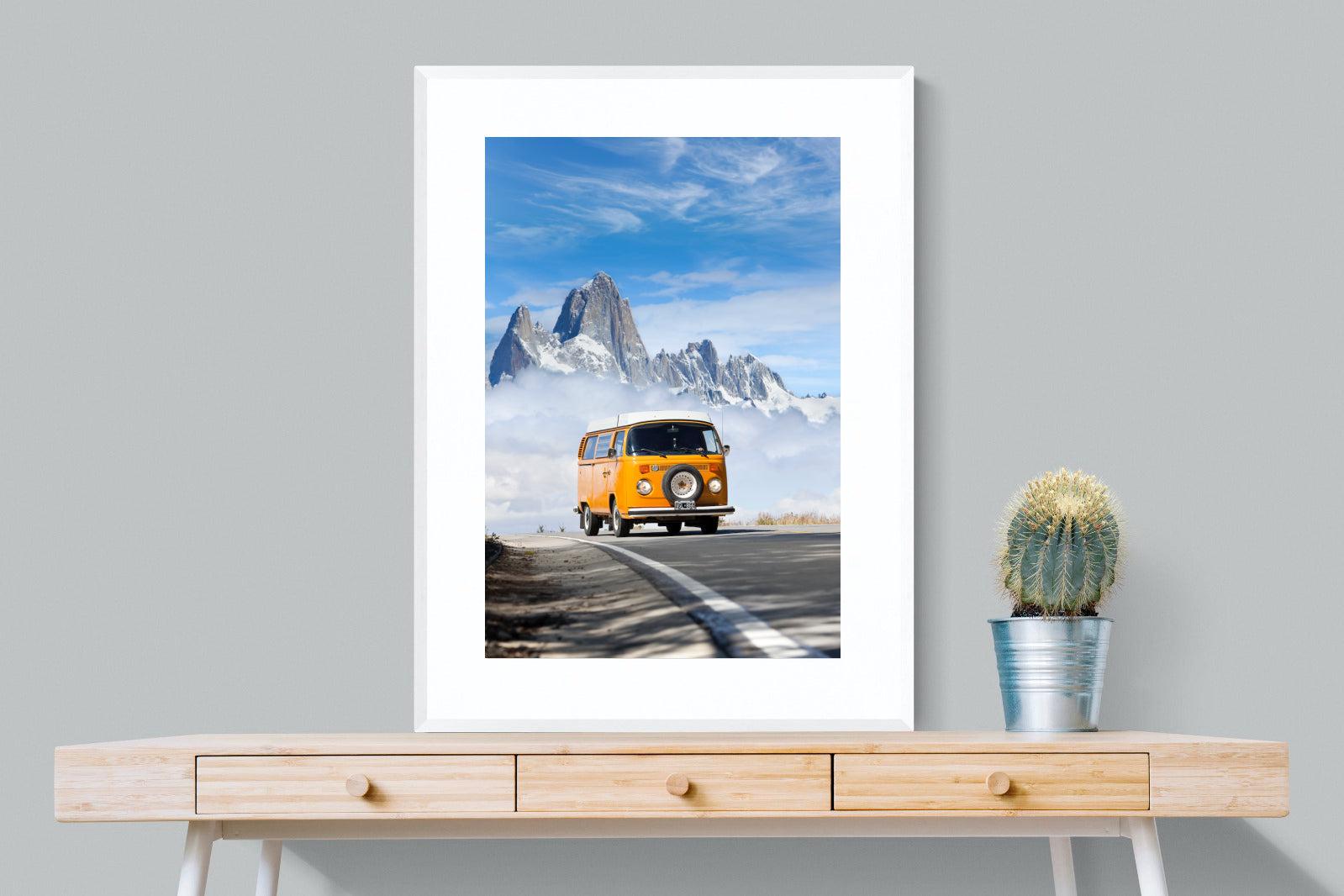 VW Mini Van-Wall_Art-75 x 100cm-Framed Print-White-Pixalot