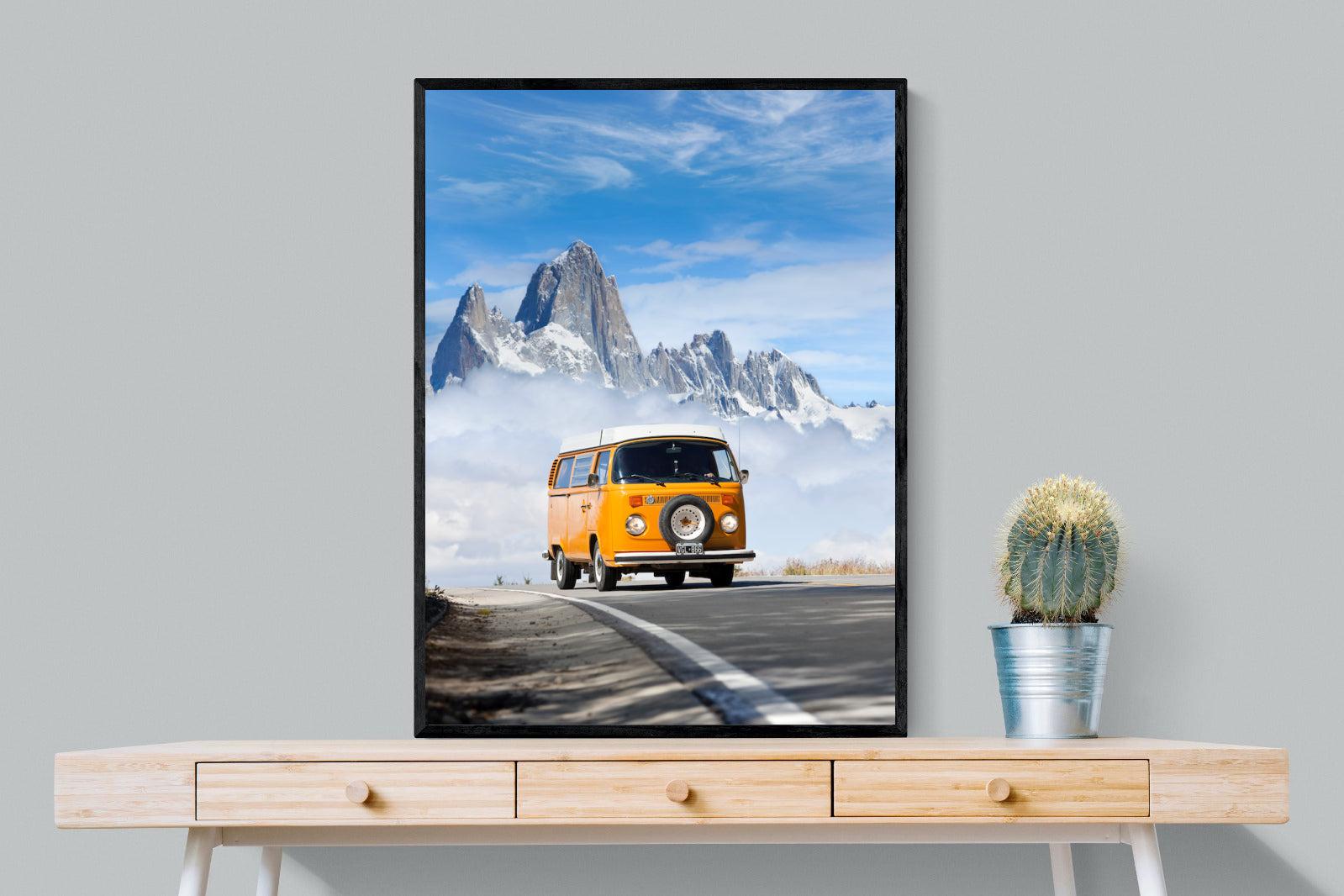 VW Mini Van-Wall_Art-75 x 100cm-Mounted Canvas-Black-Pixalot