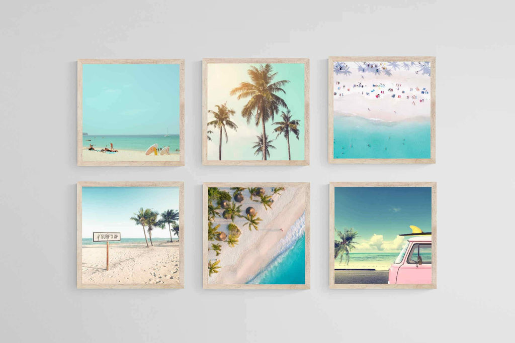 Vacation Set-Wall_Art-40 x 40cm (x6)-Mounted Canvas-Wood-Pixalot
