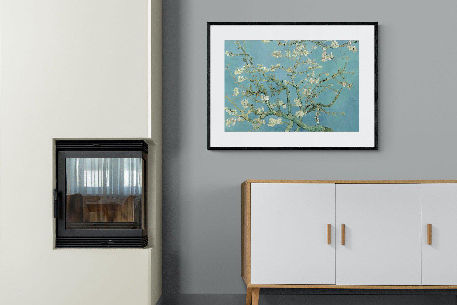 Van Gogh Almond Blossoms-Wall_Art-100 x 75cm-Framed Print-Black-Pixalot