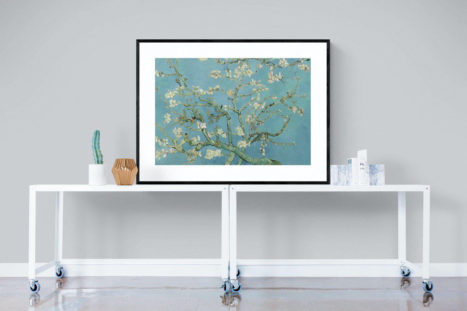 Van Gogh Almond Blossoms-Wall_Art-120 x 90cm-Framed Print-Black-Pixalot