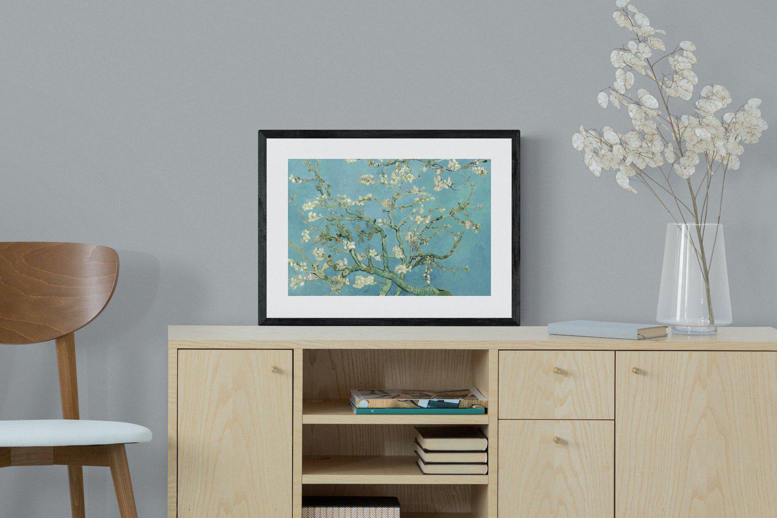 Van Gogh Almond Blossoms-Wall_Art-60 x 45cm-Framed Print-Black-Pixalot