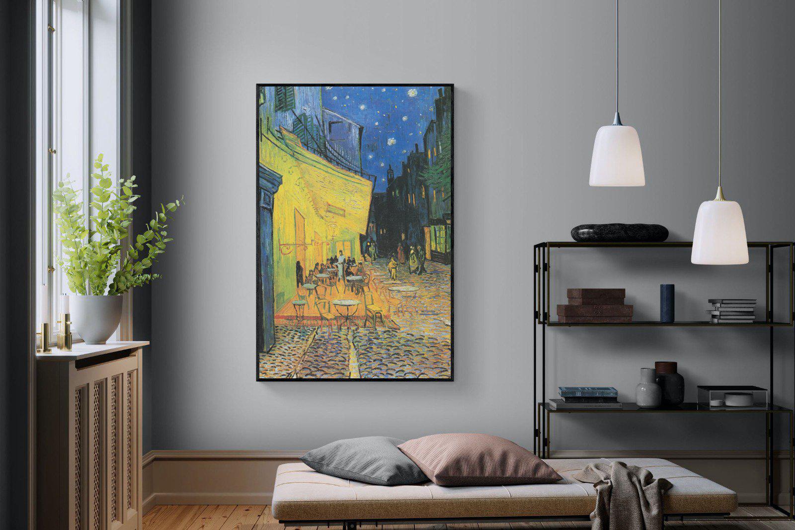 Van Gogh Café Terrace at Night-Wall_Art-120 x 180cm-Mounted Canvas-Black-Pixalot