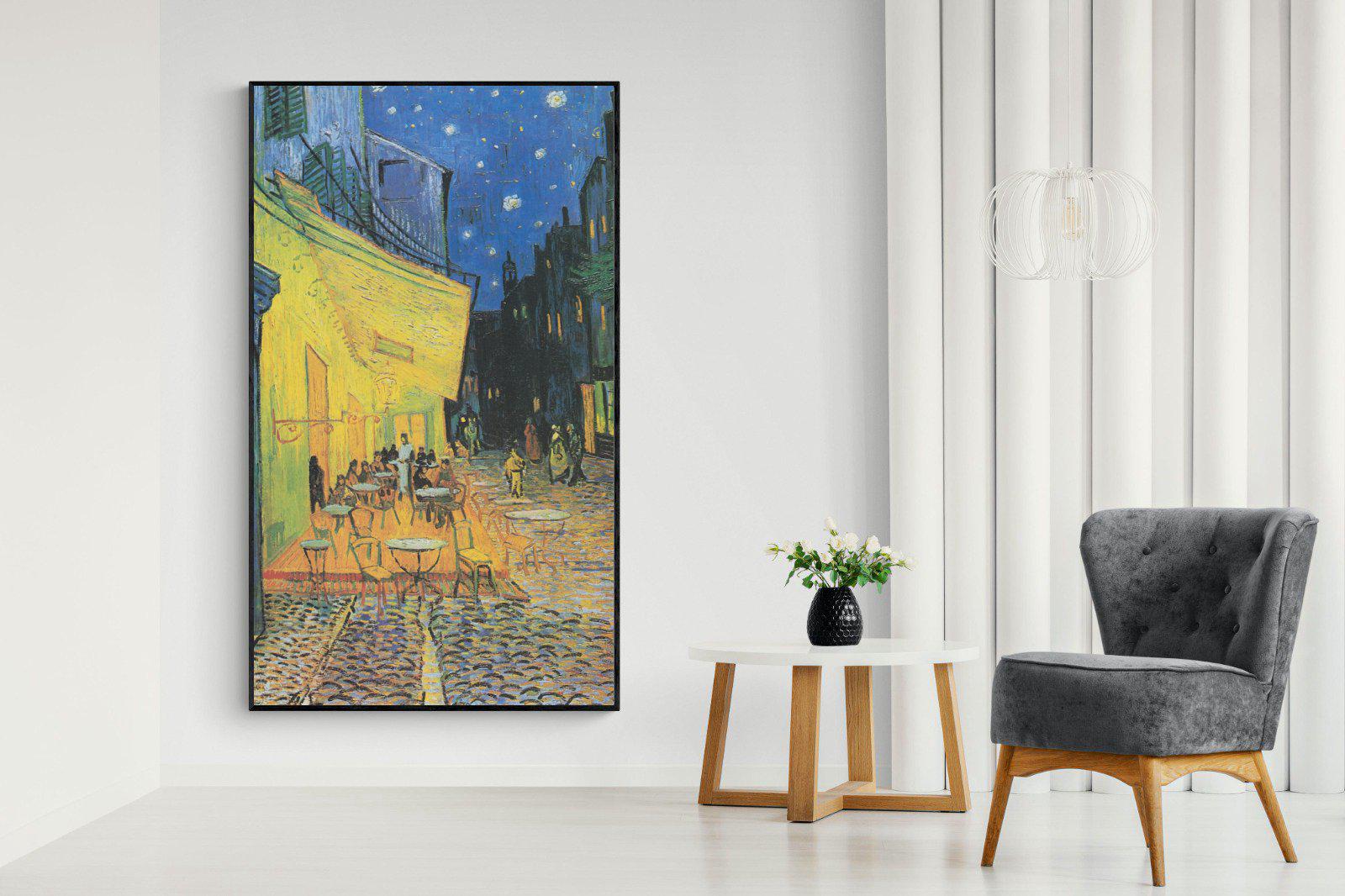 Van Gogh Café Terrace at Night-Wall_Art-130 x 220cm-Mounted Canvas-Black-Pixalot