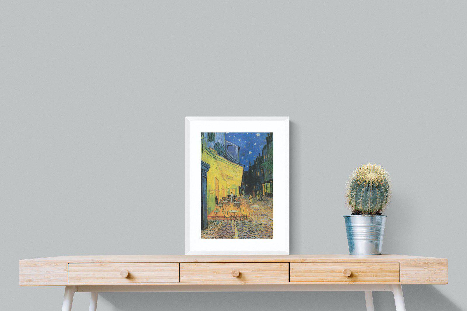 Van Gogh Café Terrace at Night-Wall_Art-45 x 60cm-Framed Print-White-Pixalot