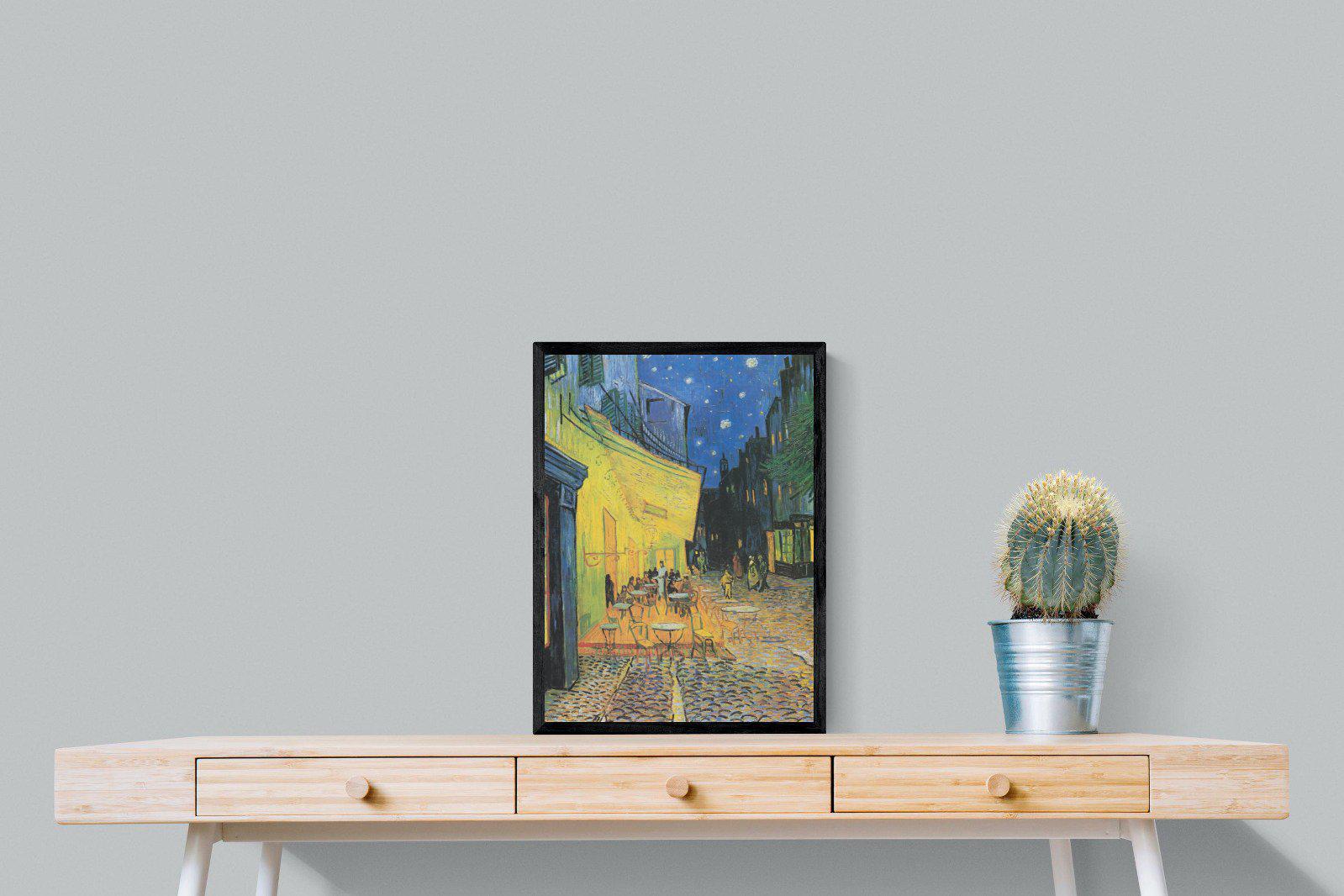 Van Gogh Café Terrace at Night-Wall_Art-45 x 60cm-Mounted Canvas-Black-Pixalot
