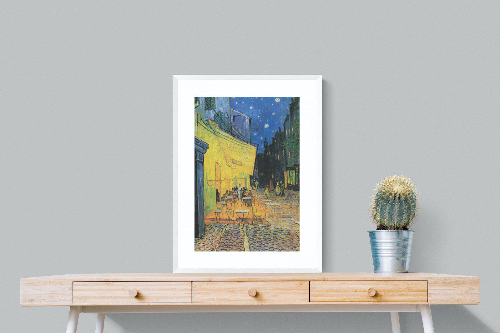 Van Gogh Café Terrace at Night-Wall_Art-60 x 80cm-Framed Print-White-Pixalot