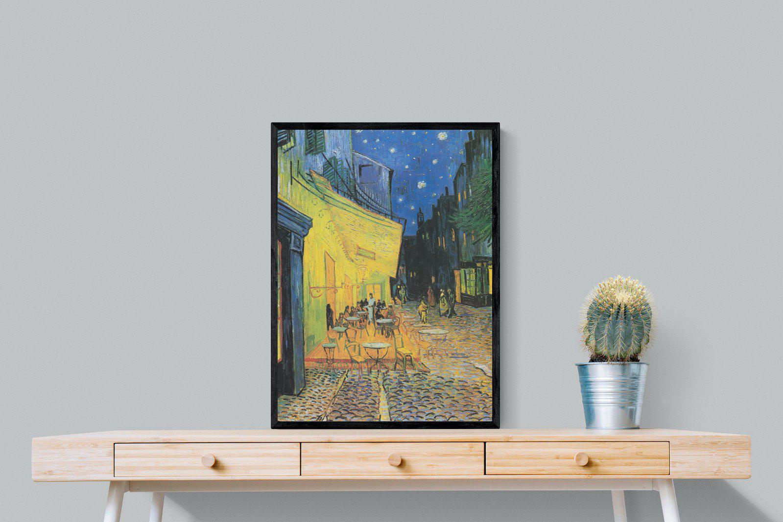 Van Gogh Café Terrace at Night-Wall_Art-60 x 80cm-Mounted Canvas-Black-Pixalot