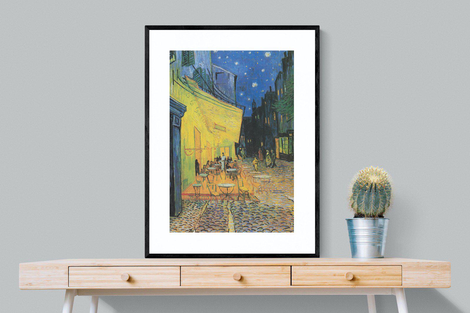 Van Gogh Café Terrace at Night-Wall_Art-75 x 100cm-Framed Print-Black-Pixalot