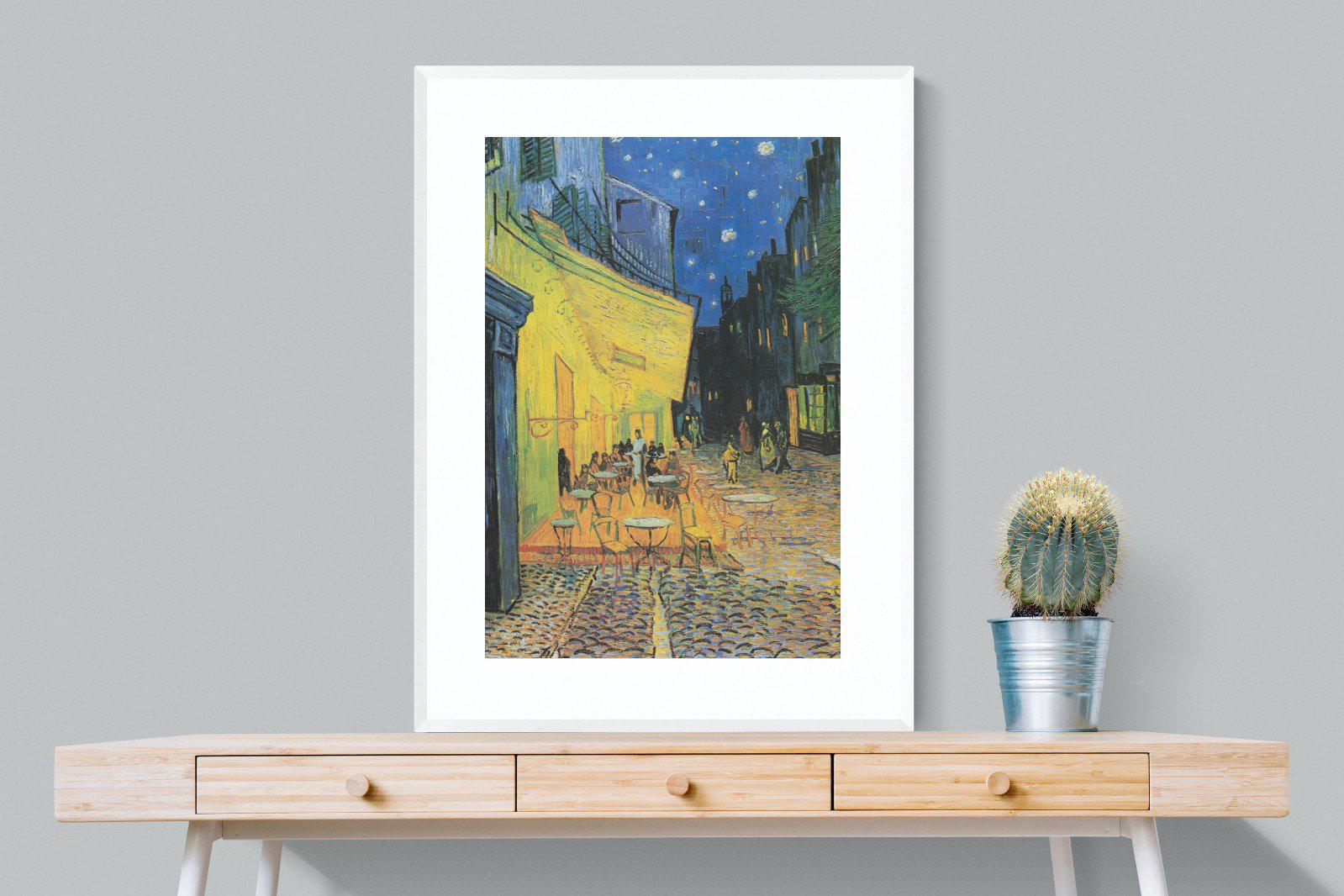 Van Gogh Café Terrace at Night-Wall_Art-75 x 100cm-Framed Print-White-Pixalot
