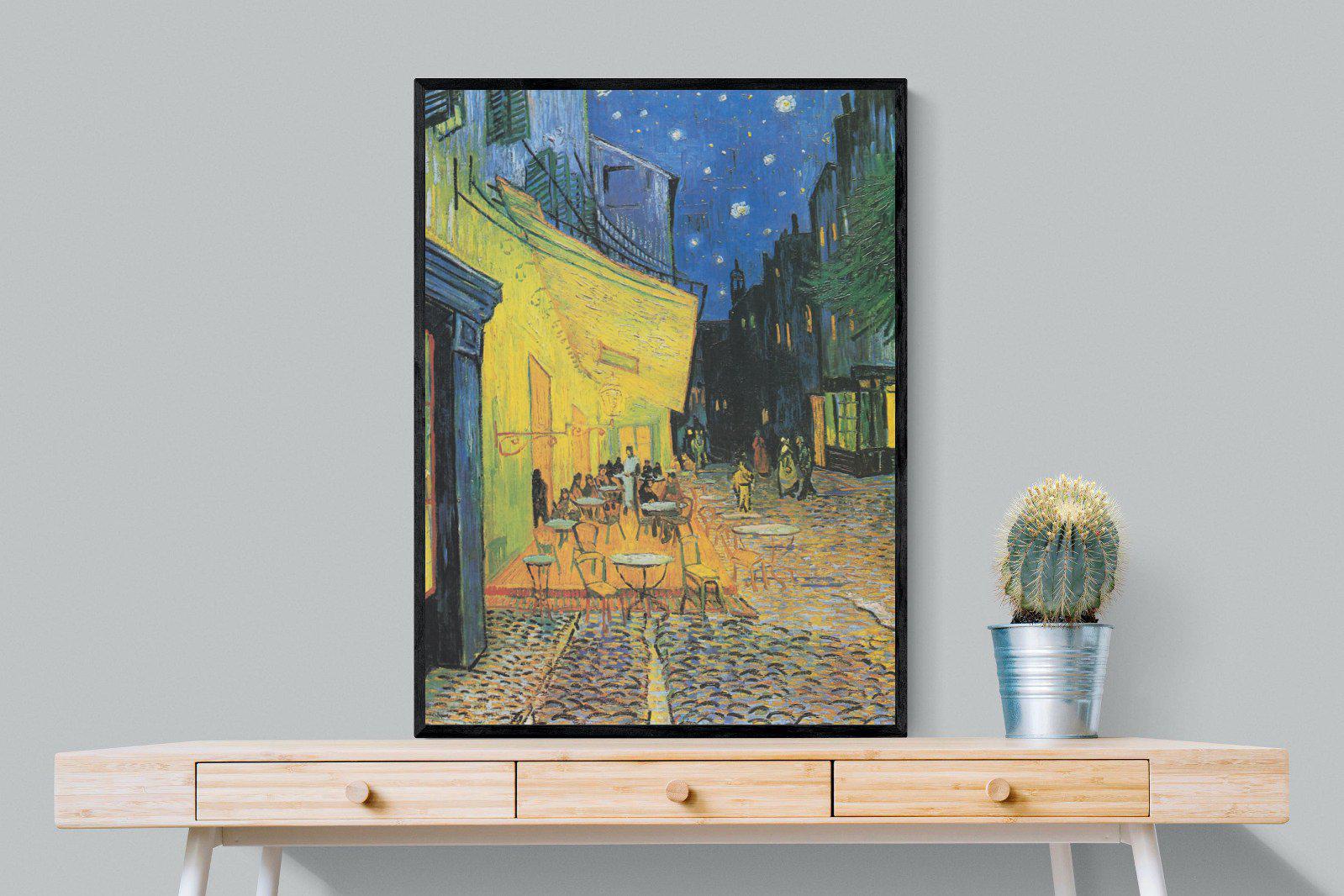 Van Gogh Café Terrace at Night-Wall_Art-75 x 100cm-Mounted Canvas-Black-Pixalot