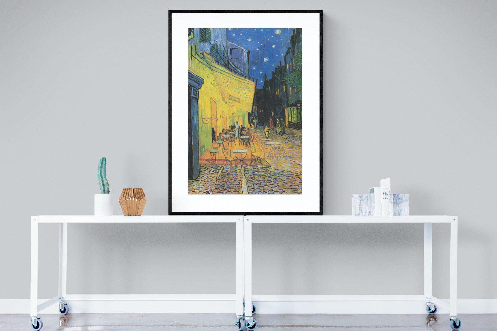 Van Gogh Café Terrace at Night-Wall_Art-90 x 120cm-Framed Print-Black-Pixalot