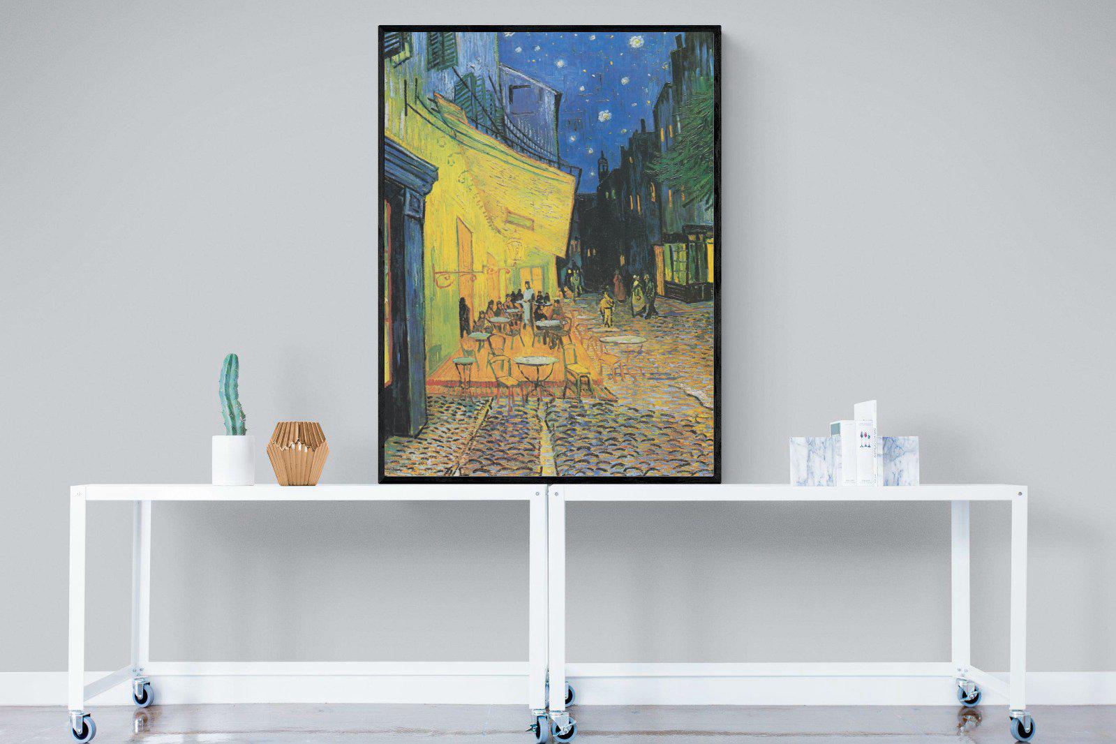Van Gogh Café Terrace at Night-Wall_Art-90 x 120cm-Mounted Canvas-Black-Pixalot