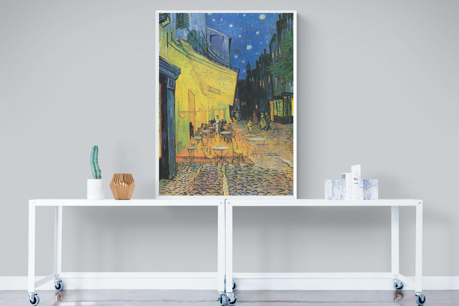 Van Gogh Café Terrace at Night-Wall_Art-90 x 120cm-Mounted Canvas-White-Pixalot