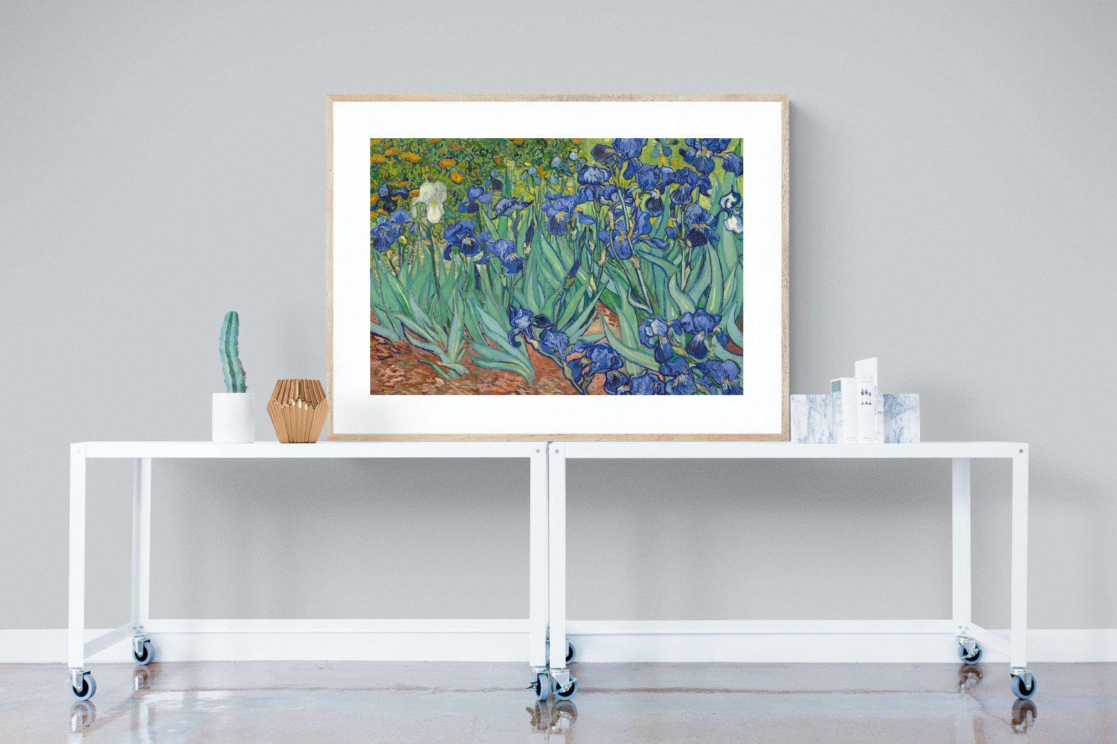 Van Gogh Irises-Wall_Art-120 x 90cm-Framed Print-Wood-Pixalot