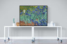 Van Gogh Irises-Wall_Art-120 x 90cm-Mounted Canvas-Black-Pixalot
