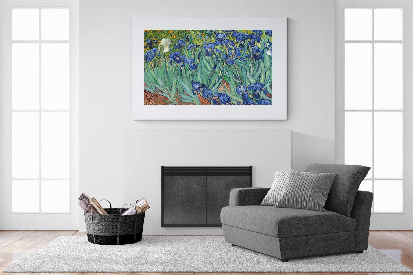 Van Gogh Irises-Wall_Art-150 x 100cm-Framed Print-White-Pixalot