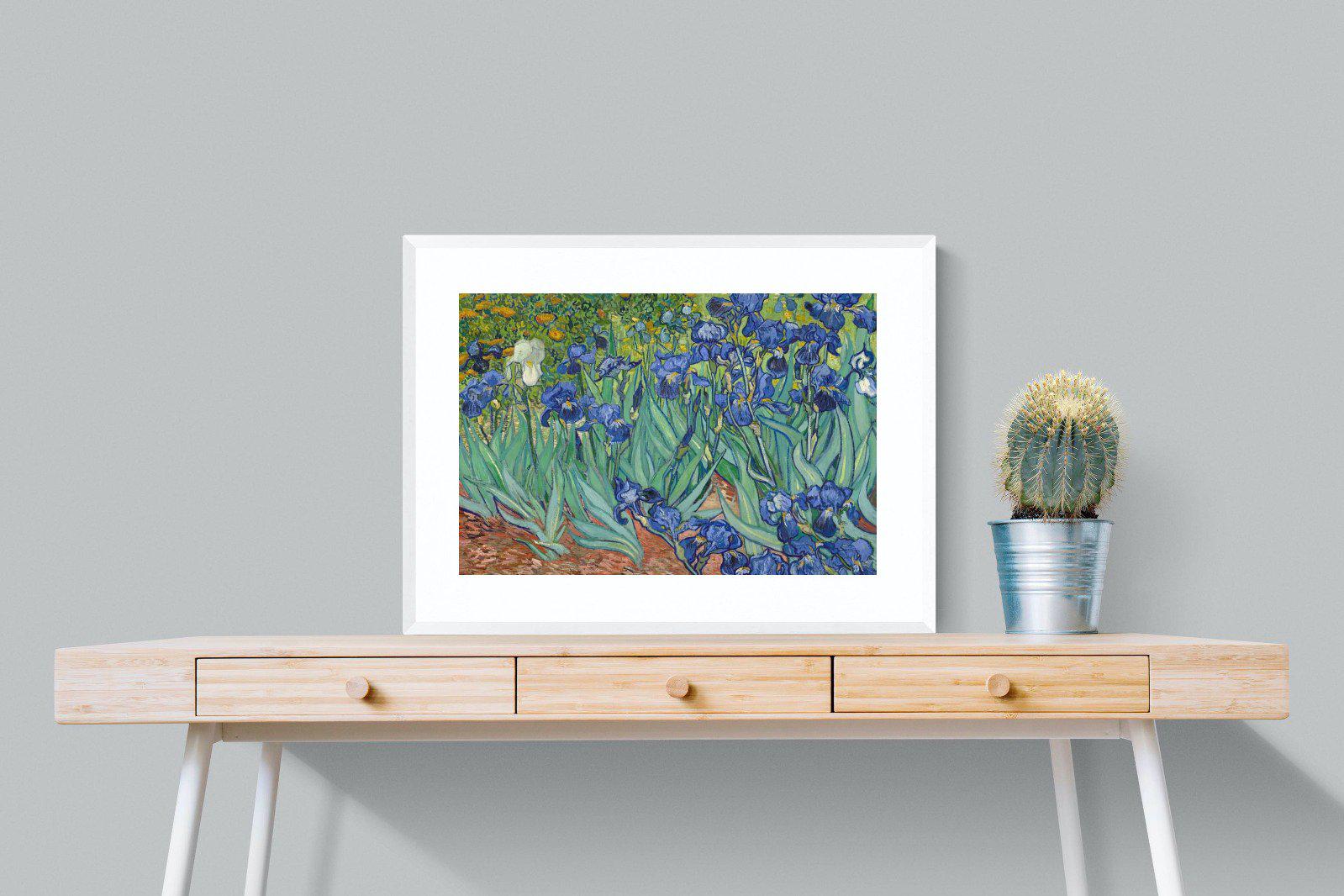Van Gogh Irises-Wall_Art-80 x 60cm-Framed Print-White-Pixalot