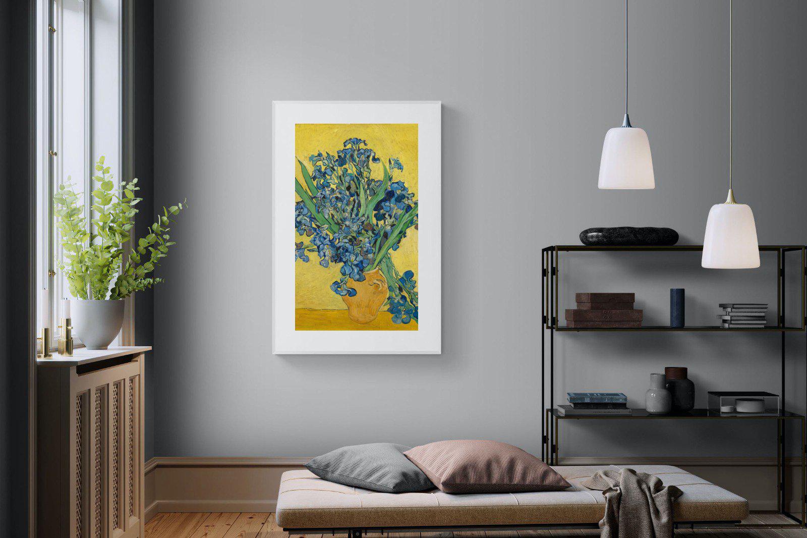 Van Gogh Irises in Vase-Wall_Art-100 x 150cm-Framed Print-White-Pixalot