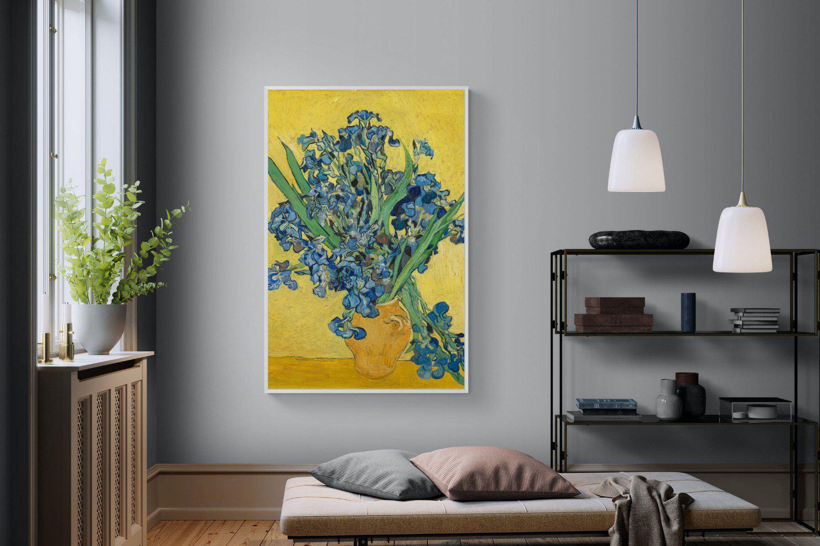 Van Gogh Irises in Vase-Wall_Art-120 x 180cm-Mounted Canvas-White-Pixalot