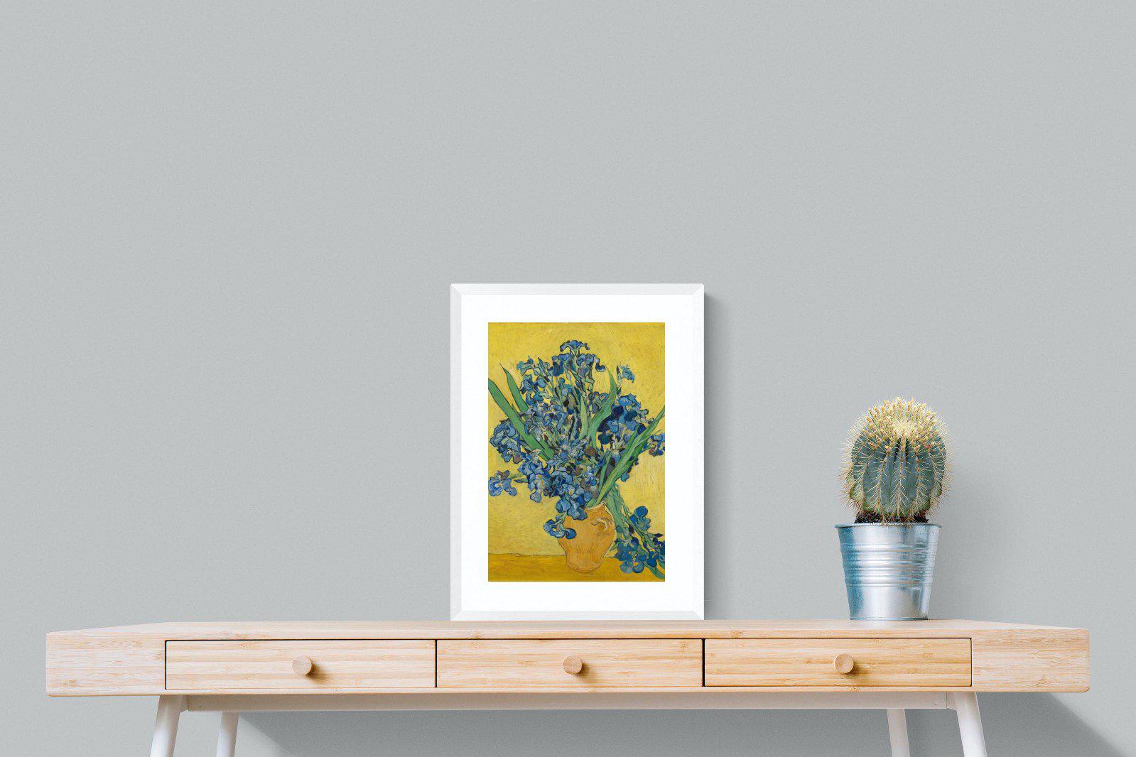 Van Gogh Irises in Vase-Wall_Art-45 x 60cm-Framed Print-White-Pixalot