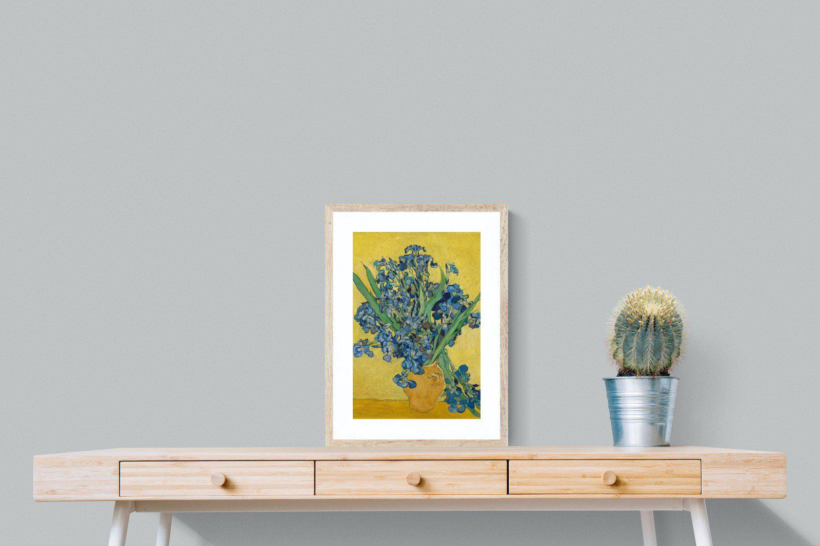 Van Gogh Irises in Vase-Wall_Art-45 x 60cm-Framed Print-Wood-Pixalot
