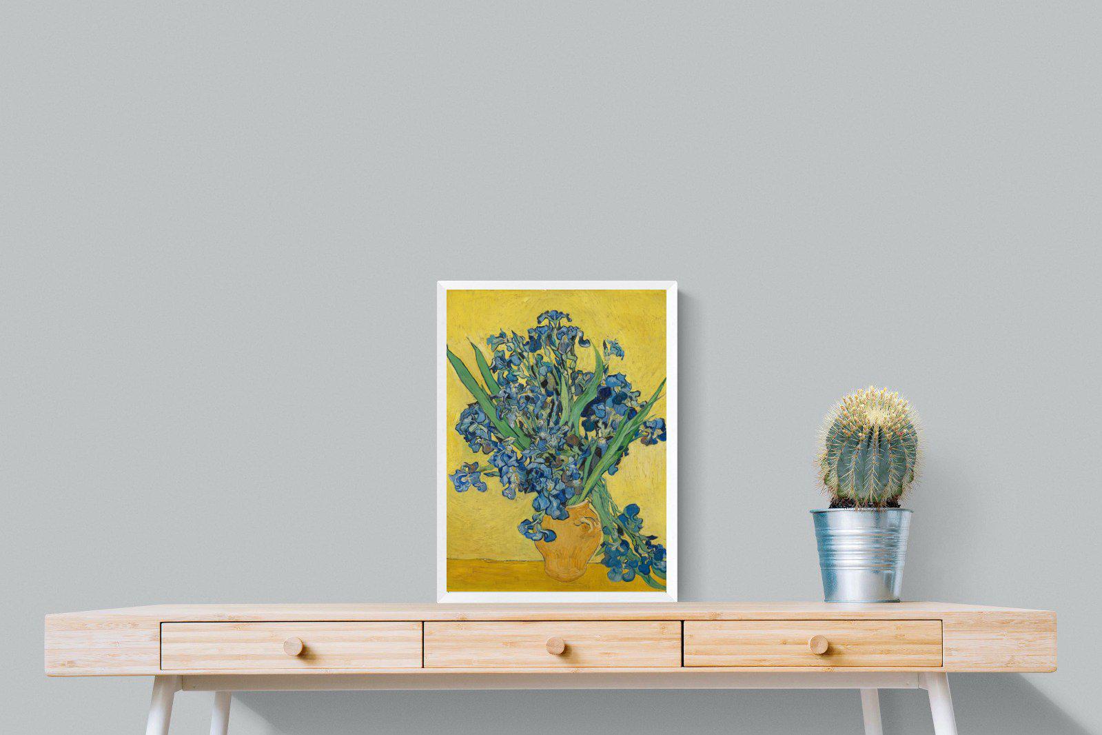 Van Gogh Irises in Vase-Wall_Art-45 x 60cm-Mounted Canvas-White-Pixalot