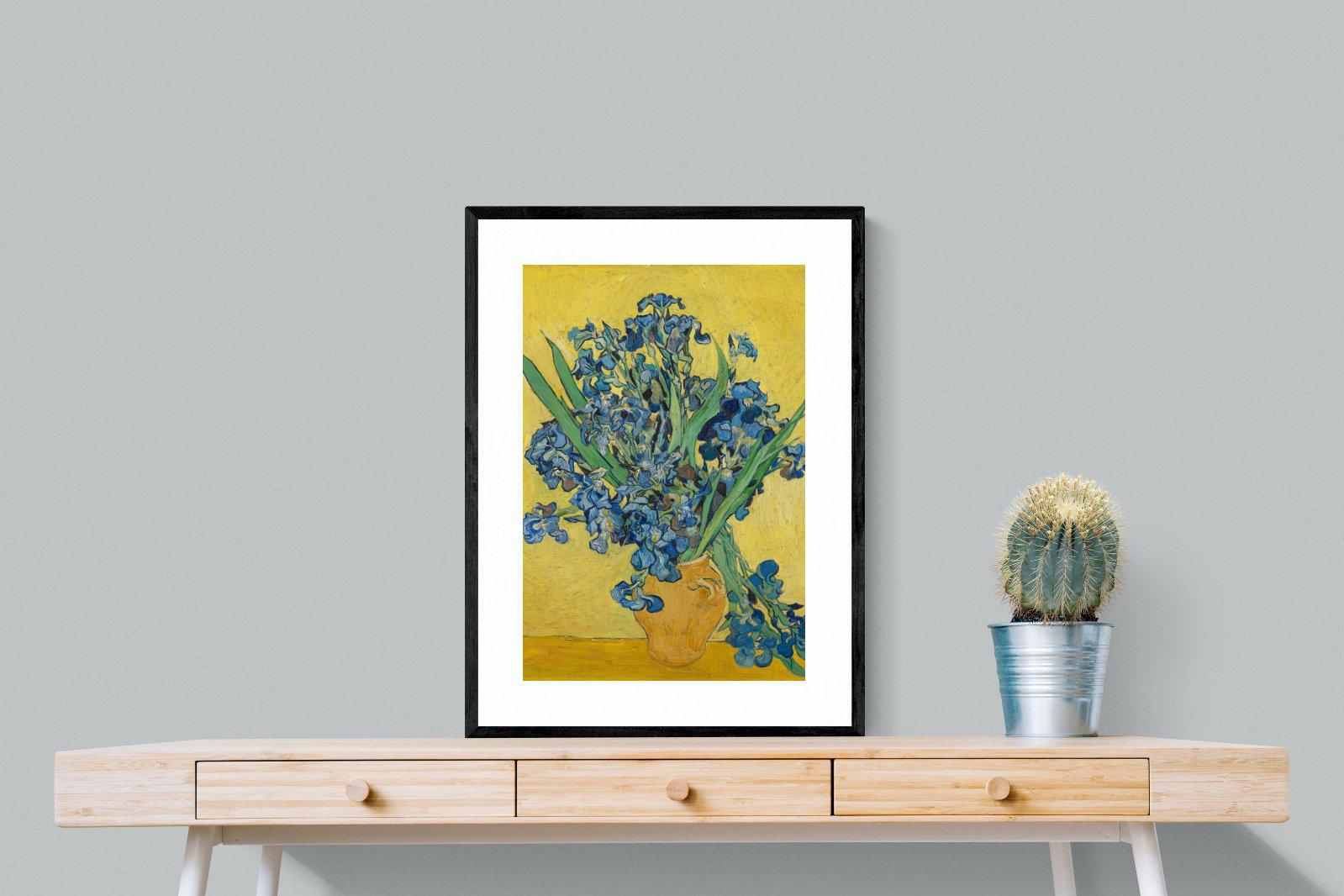 Van Gogh Irises in Vase-Wall_Art-60 x 80cm-Framed Print-Black-Pixalot